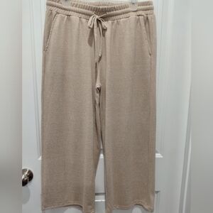 Time & True Beige Drawstring Mid Rise Wide Leg Lounge Pants Sz L #0578